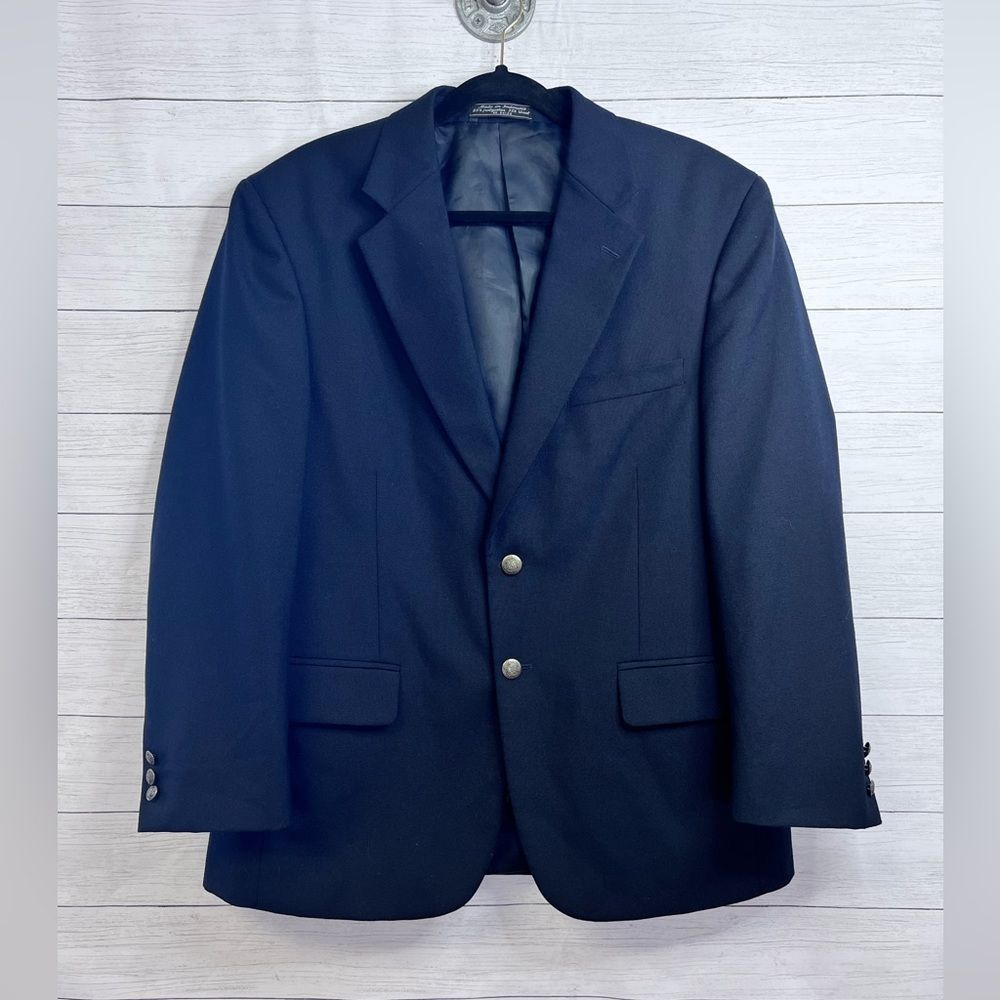 Bert Pulitzer Black Wool Mens Blazer Sport Jacket Gold Buttons Vintage